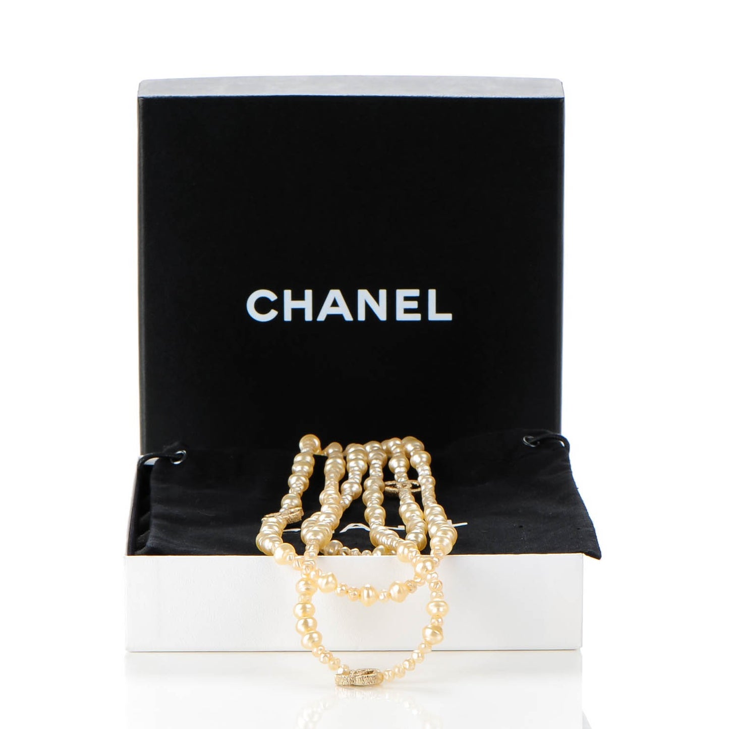 Irregular Pearl CC Multi Strand Necklace Gold