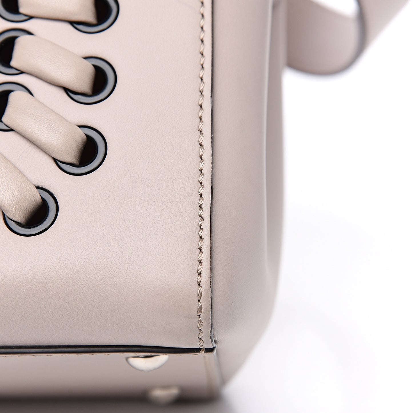 Vitello Baltico Dolce Shiny Nappa Lace Up DotCom Satchel Grigio Polvere