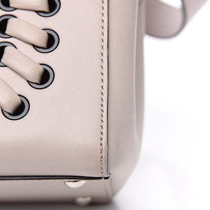 Fendi Vitello Baltico Dolce Shiny Nappa Lace Up DotCom Satchel Grigio Polvere 11 of 13