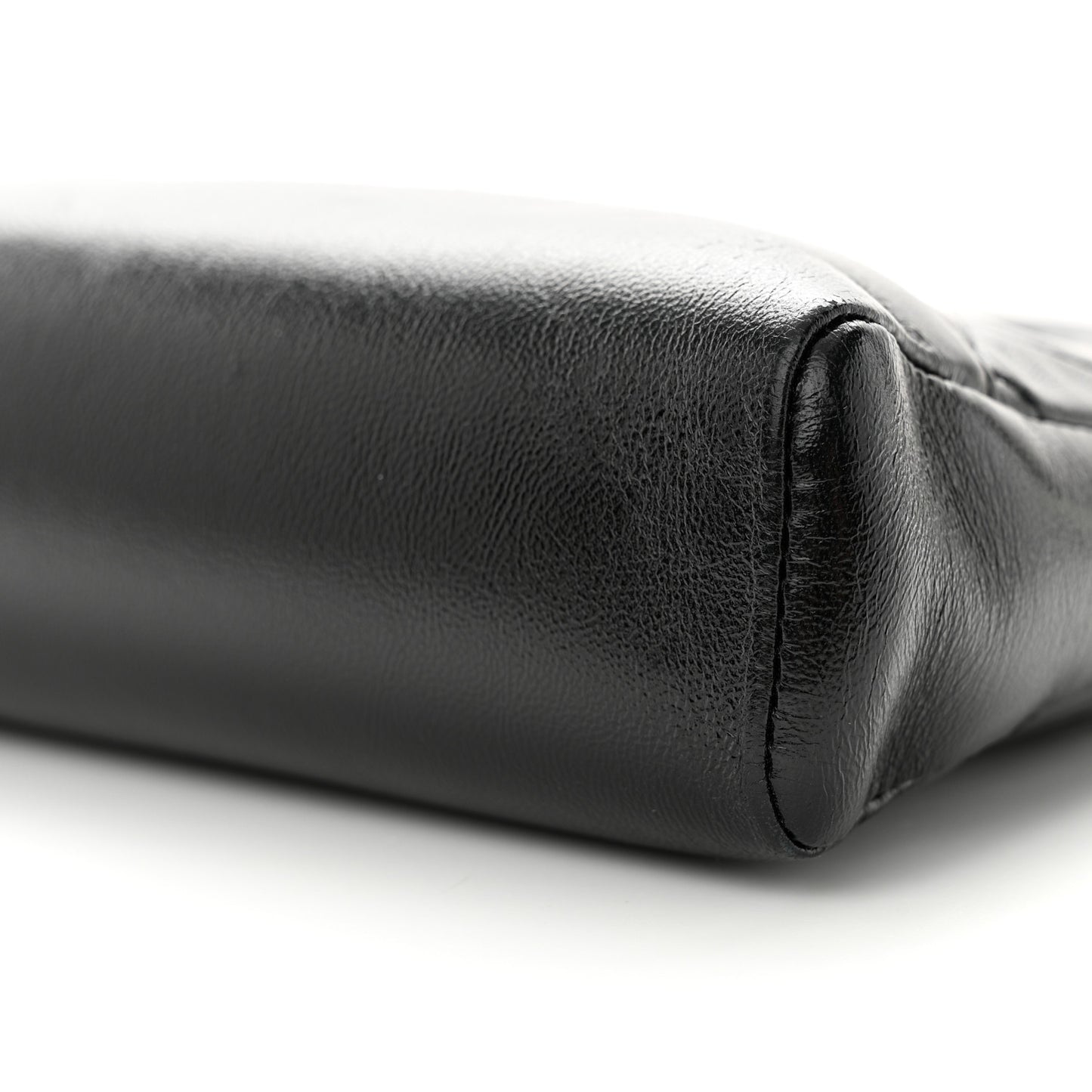 Shiny Crumpled Calfskin Quilted Mini 31 Shopping Bag Black