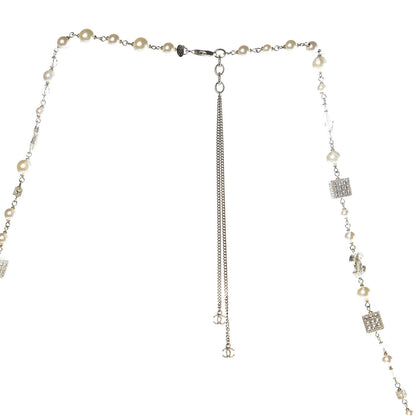 Chanel Pearl Baguette Crystal CC Long Necklace Gold 9 of 10