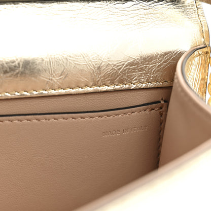 Valentino Garavani Metallic Crackle Effect Calfskin Vlogo Small Loco Shoulder Bag Platino 7 of 11
