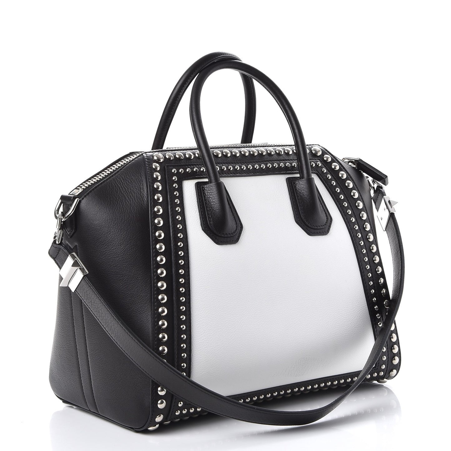 Calfskin Medium Studded Bi-Color Antigona Black White