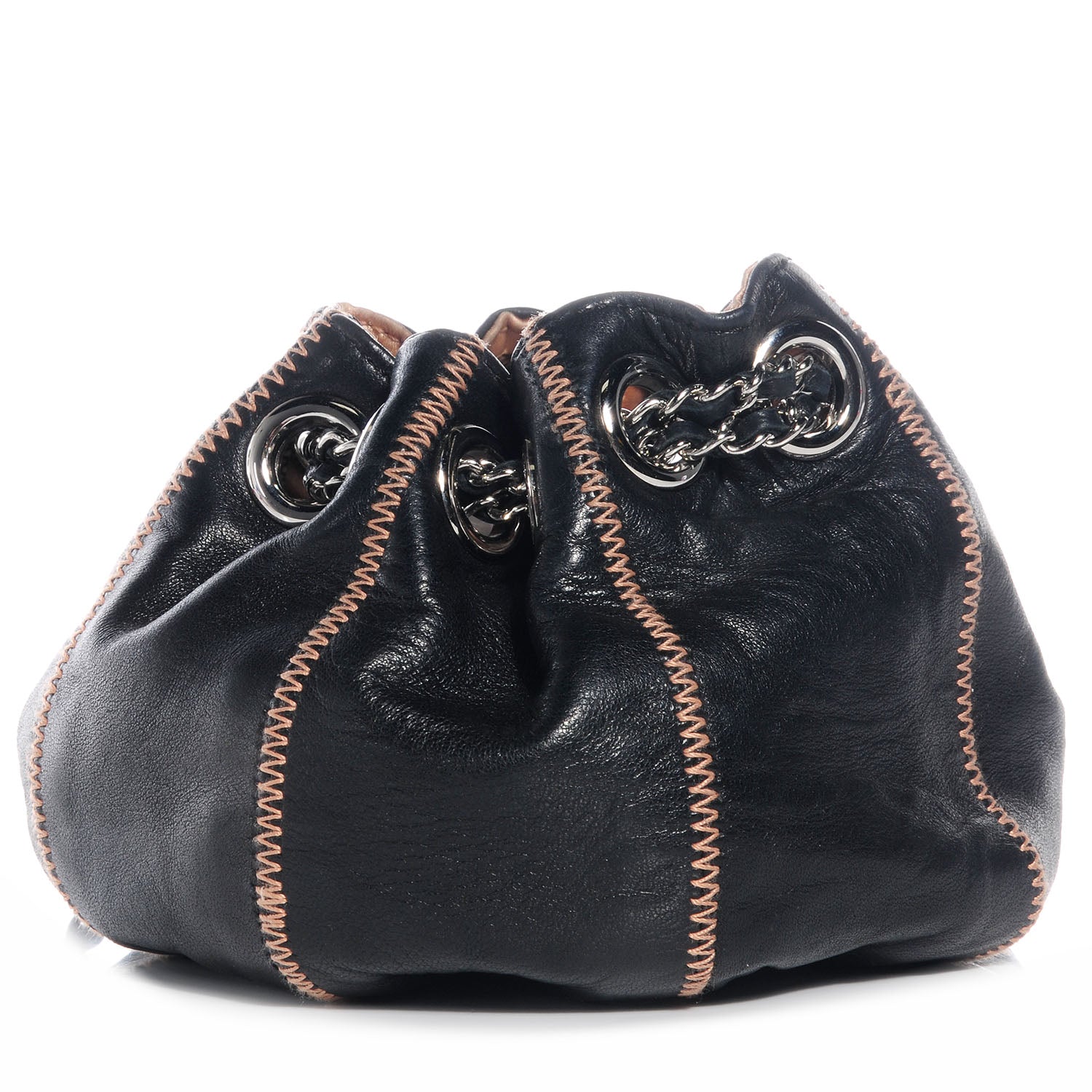 Chanel Lambskin Satin Reversible Mini Sac Cordon Black Peach 3 of 7