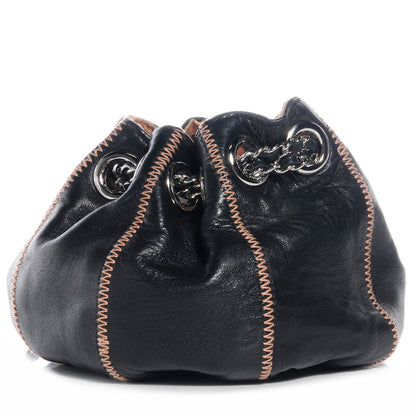 Chanel Lambskin Satin Reversible Mini Sac Cordon Black Peach 3 of 7