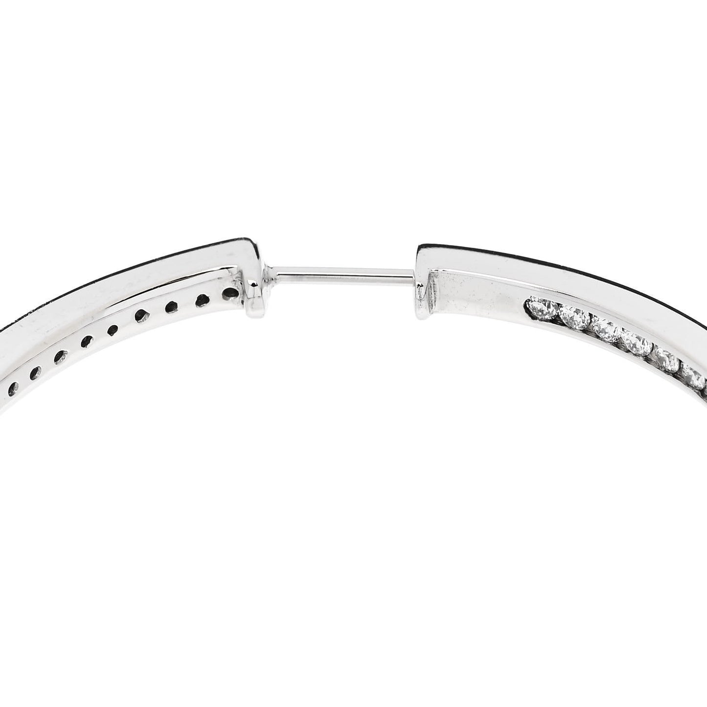 18K White Gold Diamond 1.40ct Large Channel Set Inside Out Hoop Earrings