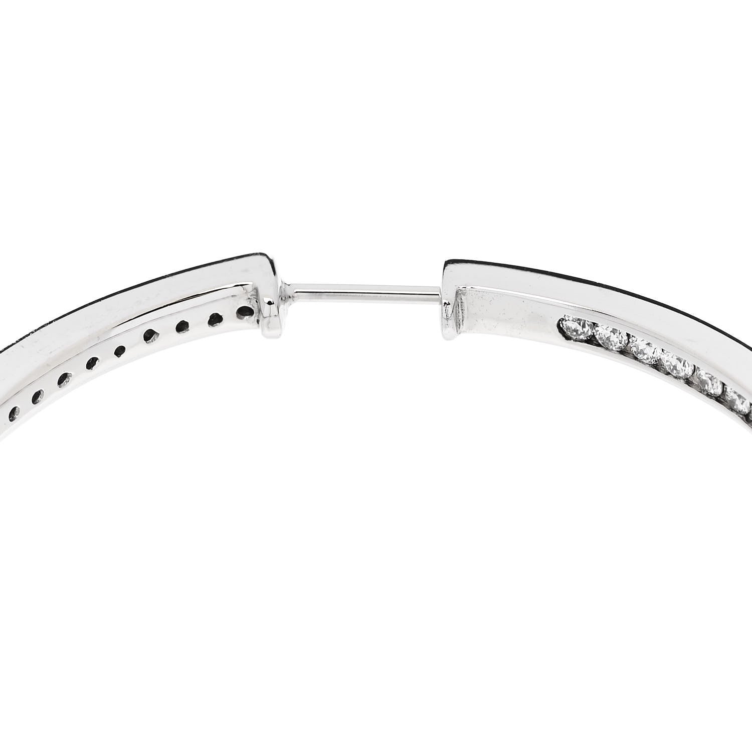 Parker & West by FASHIONPHILE 18K White Gold Diamond 1.40ct Large Channel Set Inside Out Hoop Earrings 7 of 8