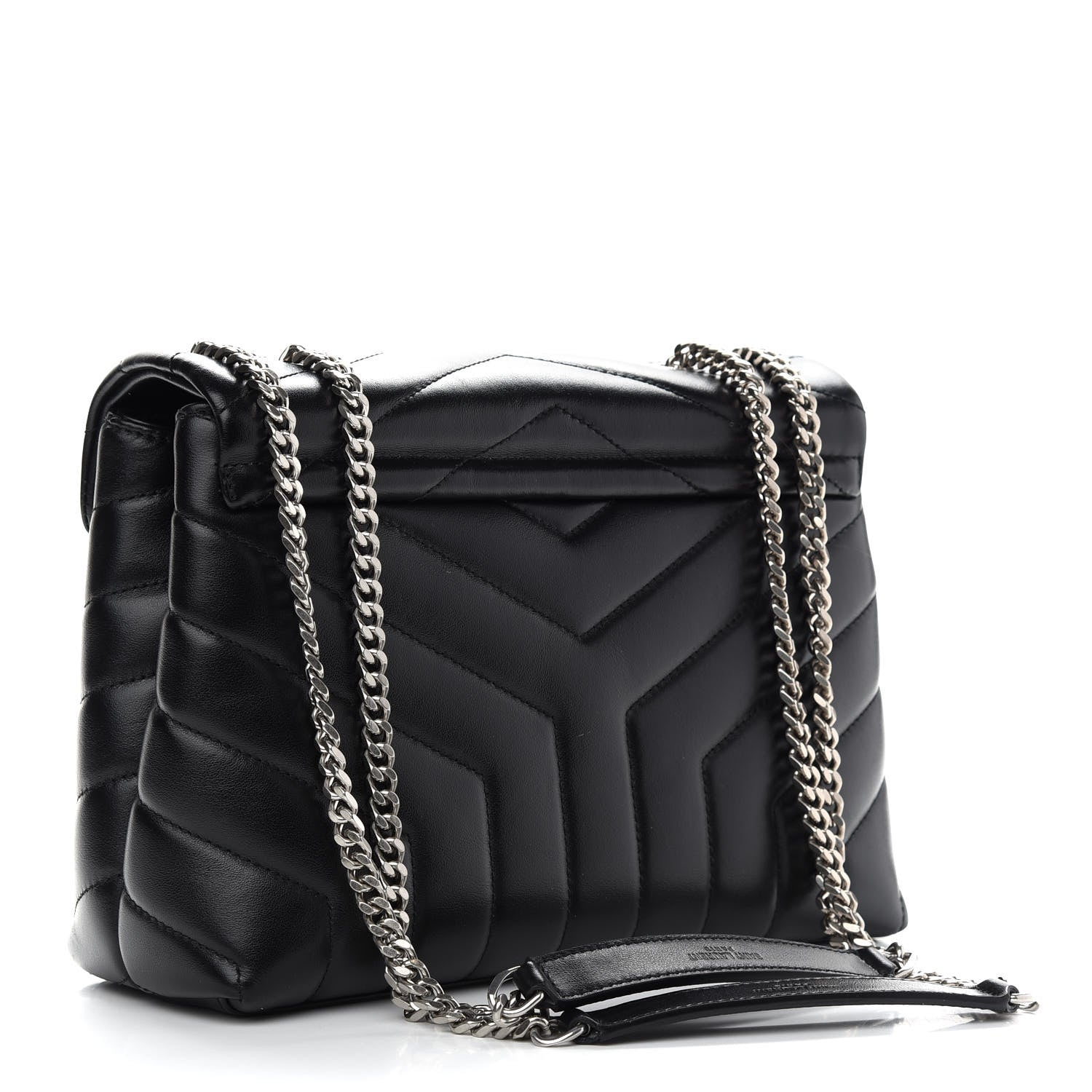 Saint Laurent Calfskin Y Quilted Monogram Small Loulou Chain Satchel Black 3 of 10