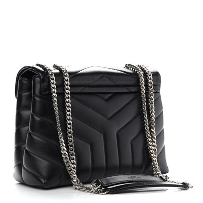 Saint Laurent Calfskin Y Quilted Monogram Small Loulou Chain Satchel Black 3 of 10
