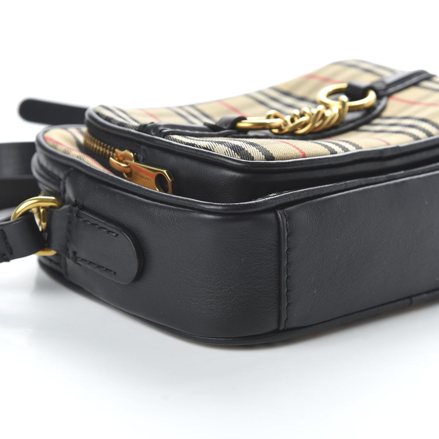 1983 Knight Check Smooth Calfskin Link Camera Bag Black