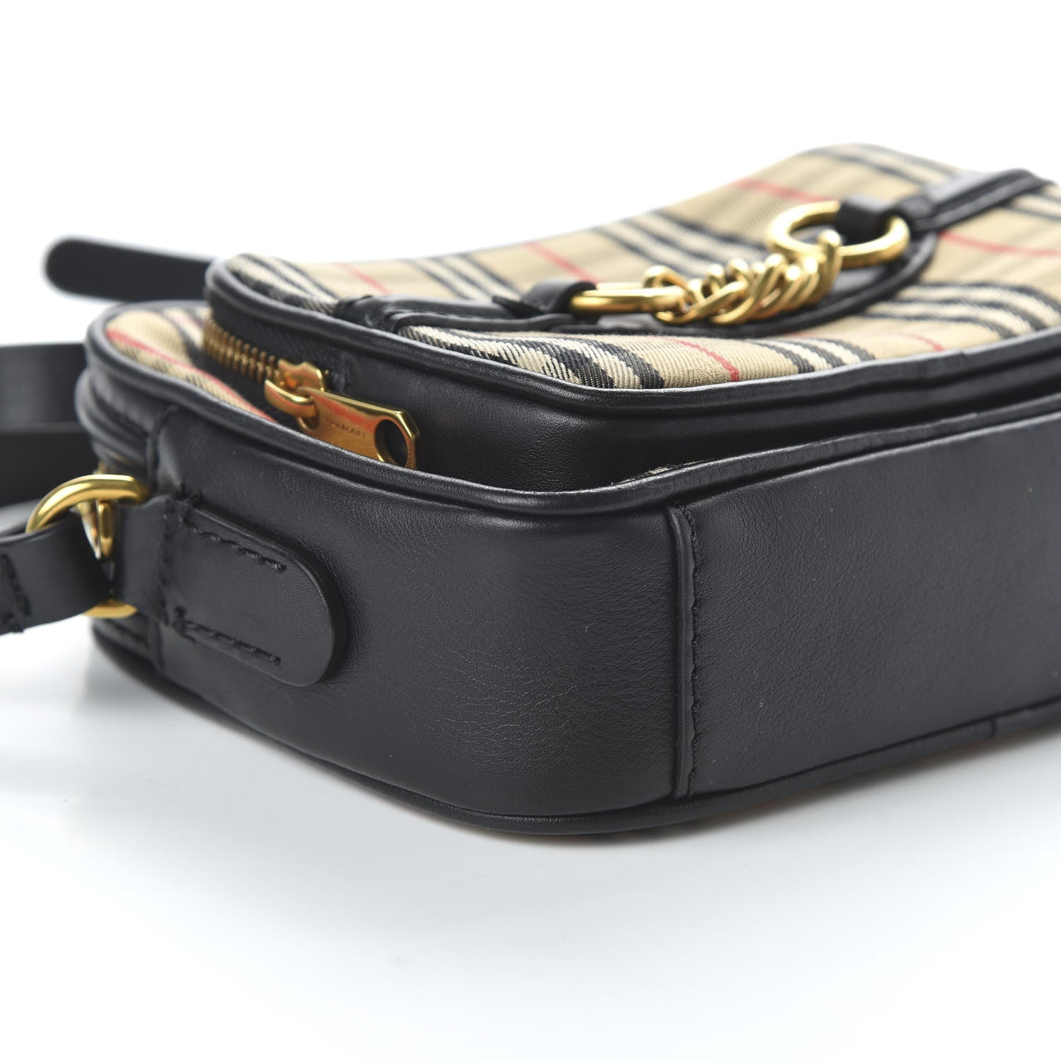 Burberry 1983 Knight Check Smooth Calfskin Link Camera Bag Black 6 of 11
