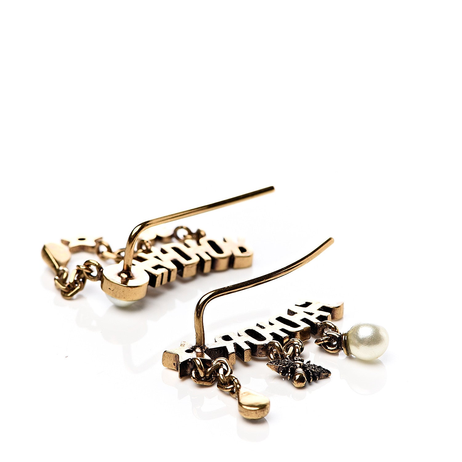 Christian Dior Pearl Crystal J'Adior Earrings Aged Gold 3 of 4