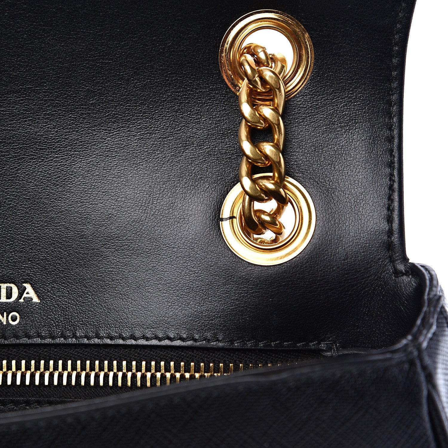 Prada Saffiano Lux Chain Shoulder Bag Black 9 of 11
