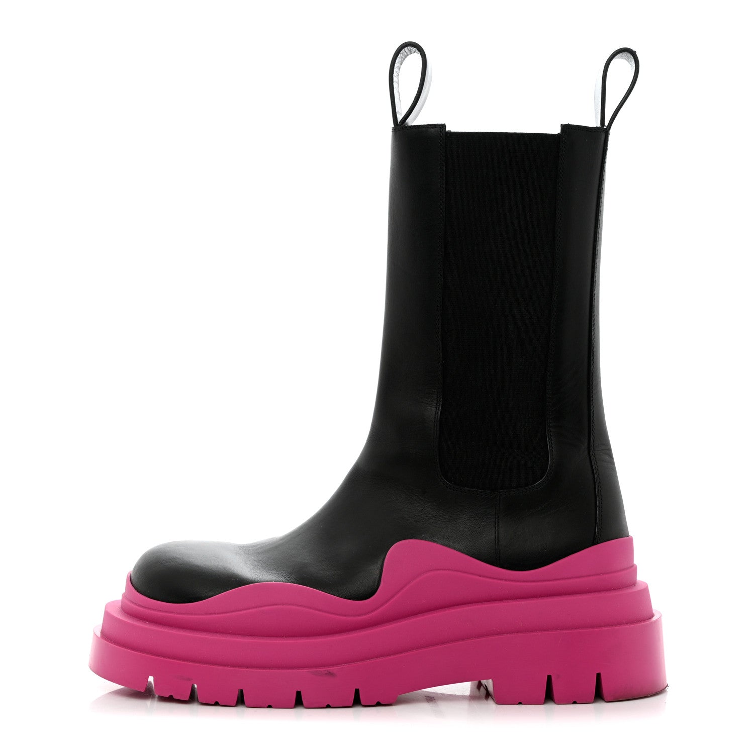Bottega Veneta Calfskin The Tire Chelsea Boots 37 Black Hollyhock 1 of 8