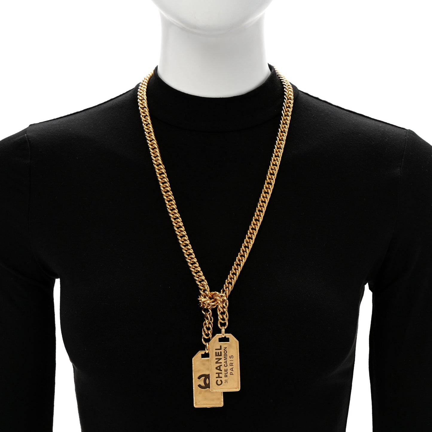 Metal ID Dog Tag Charm Necklace Gold
