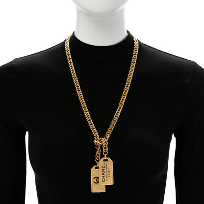 Chanel Metal ID Dog Tag Charm Necklace Gold 2 of 6