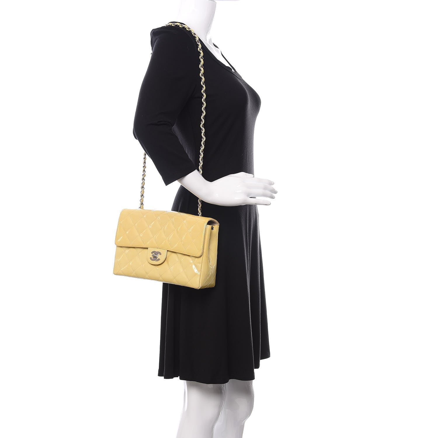 Chanel Patent Quilted Medium Single Flap Yellow 2 of 10