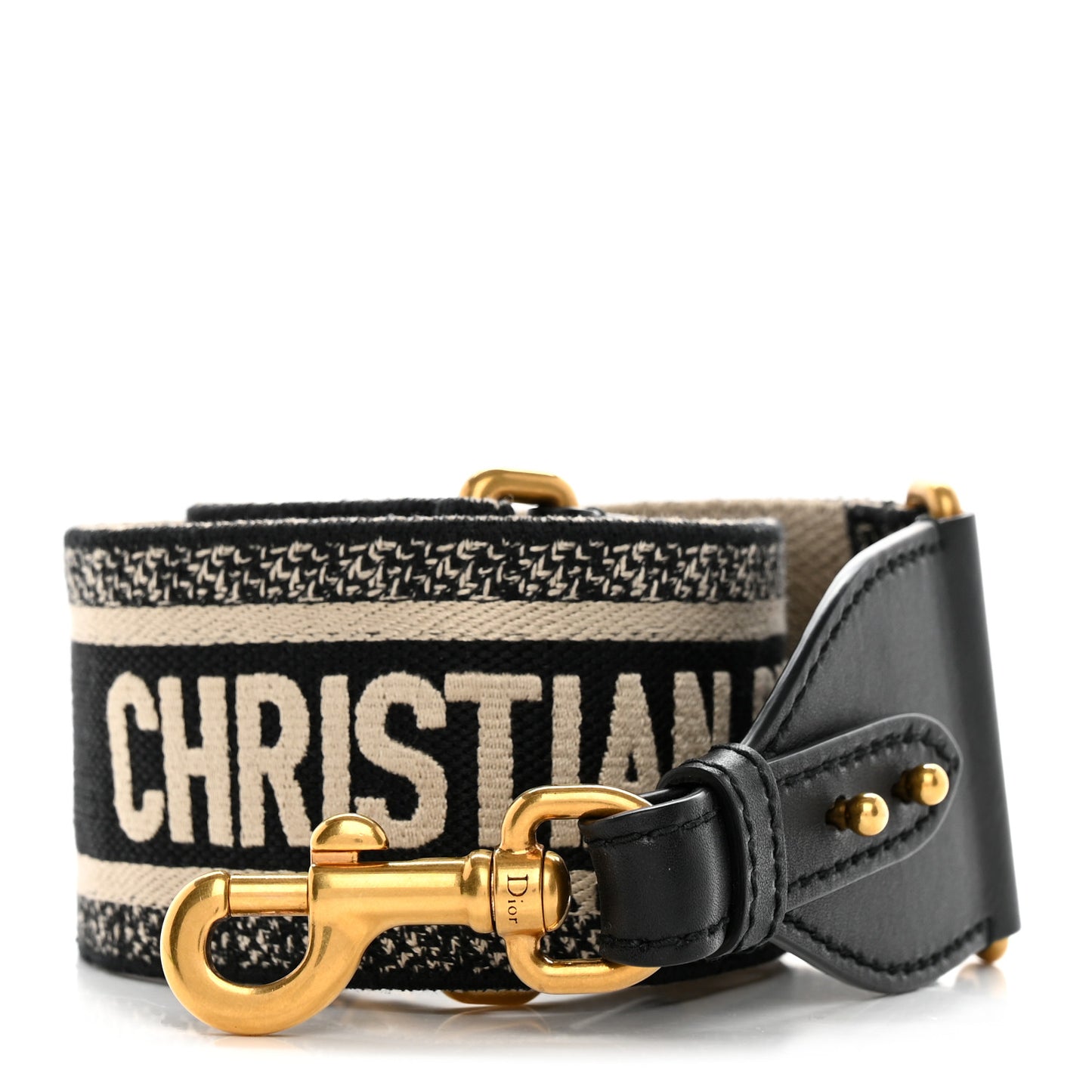 Canvas Embroidered Shoulder Strap Black