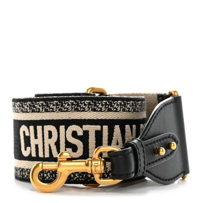 Christian Dior Canvas Embroidered Shoulder Strap Black 1 of 4