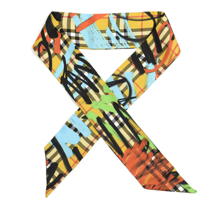 Burberry Silk Vintage Check Scribble Print Skinny Scarf 1 of 2