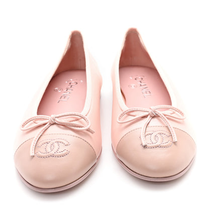 Chanel Lambskin Cap Toe CC Ballerina Flats 38 Light Pink Dark Pink 3 of 10