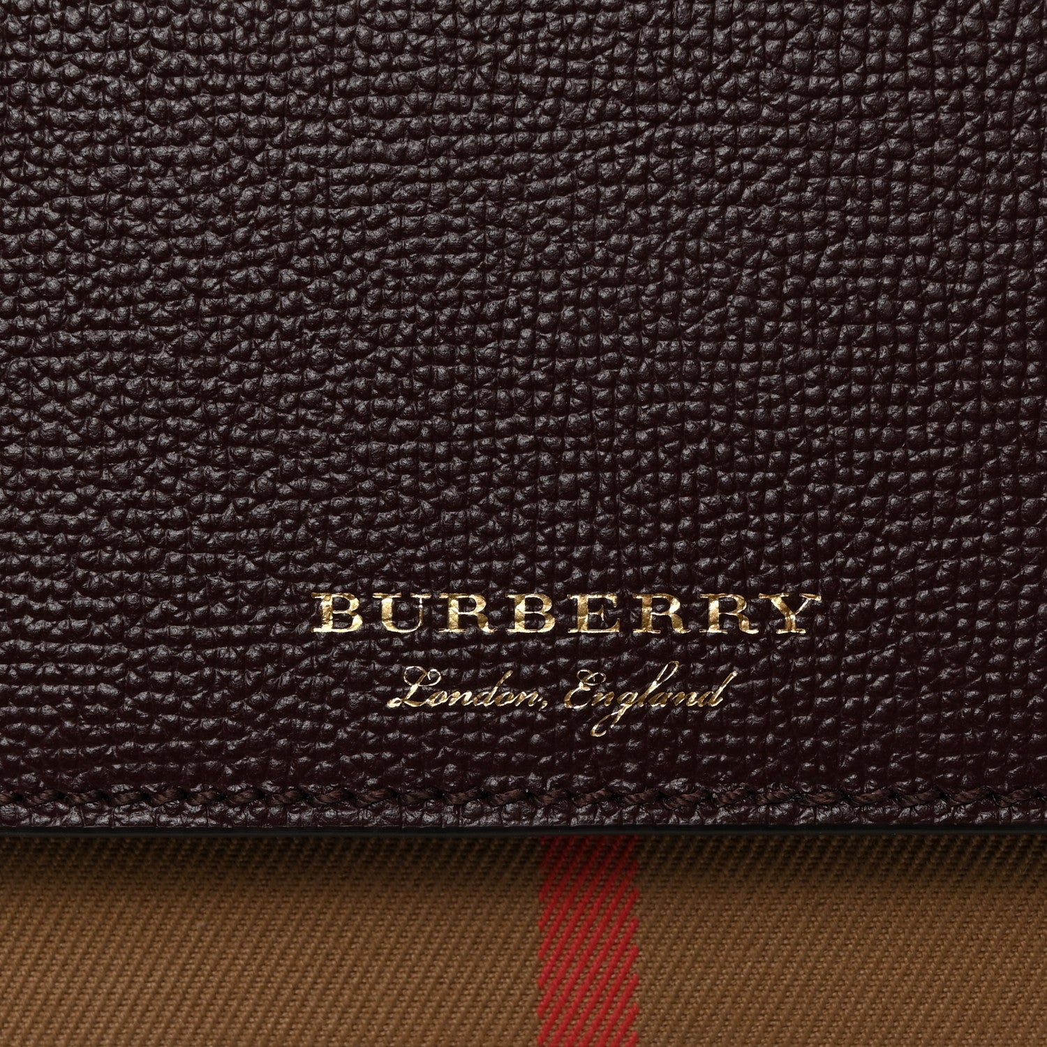 Burberry Grained Calfskin House Check Tartan Mix Hampshire Wallet On Chain Burgundy 6 of 12