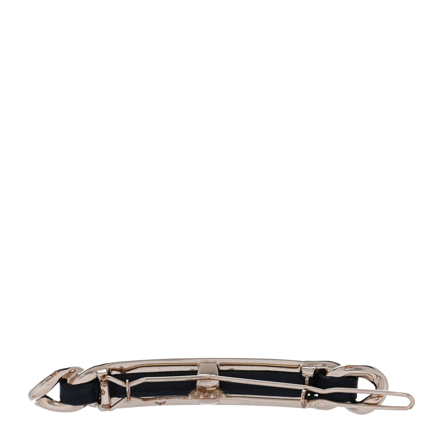 Chanel Metal Lambskin Strass Sergeant Hair Clip Barrette Black Gold 3 of 5