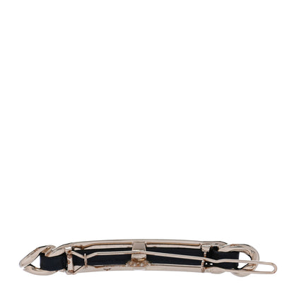 Chanel Metal Lambskin Strass Sergeant Hair Clip Barrette Black Gold 3 of 5