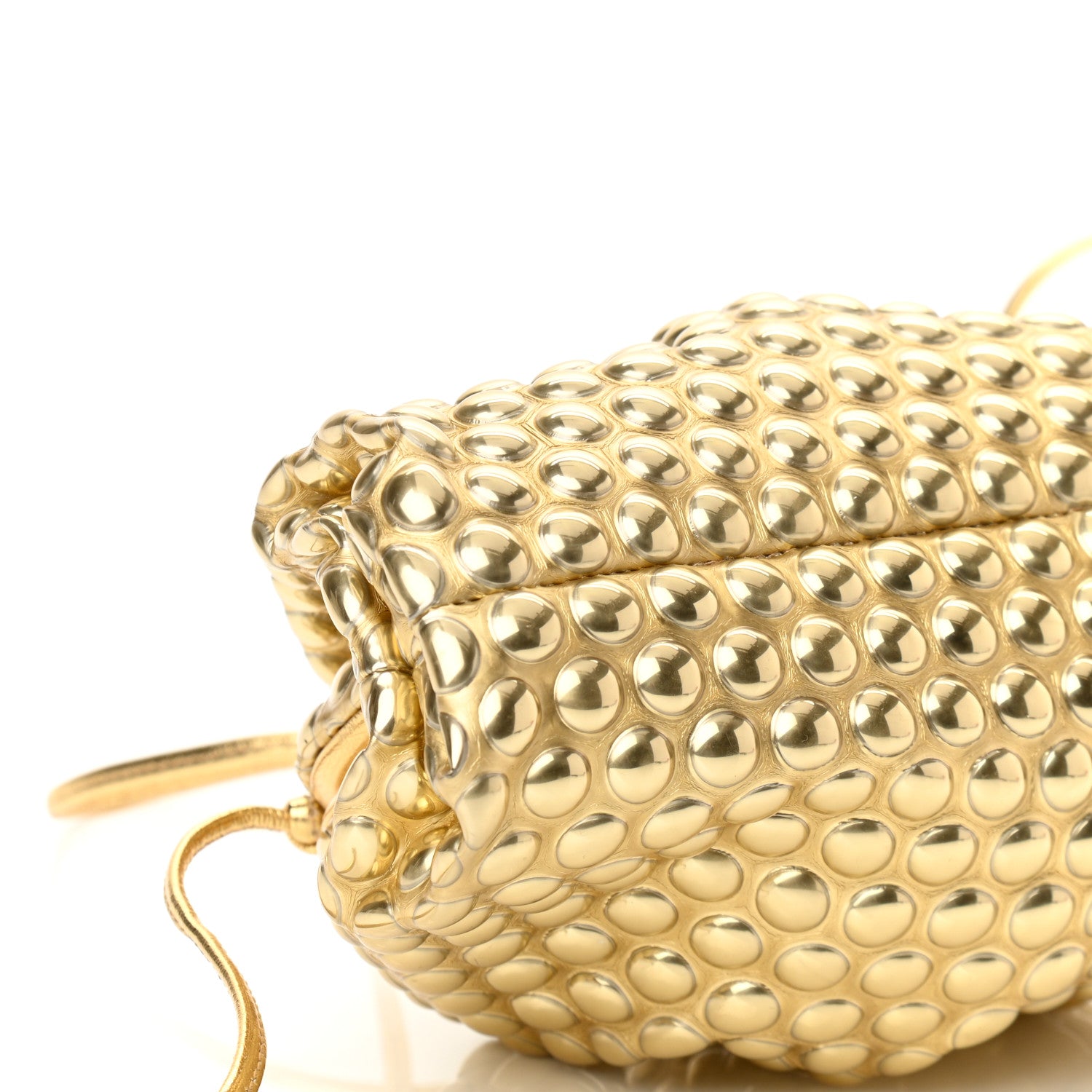 Bottega Veneta Metallic Fabric Bubble Wrap The Mini Pouch Gold 8 of 9