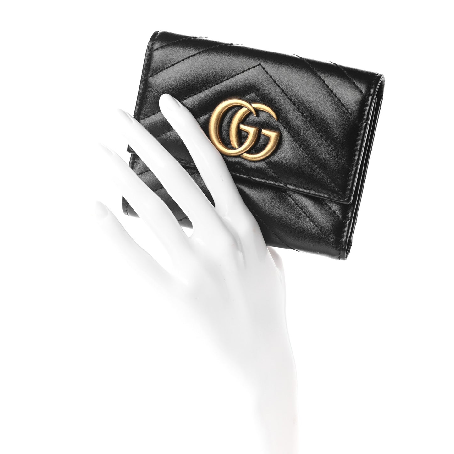 Calfskin Matelasse GG Marmont Wallet Black