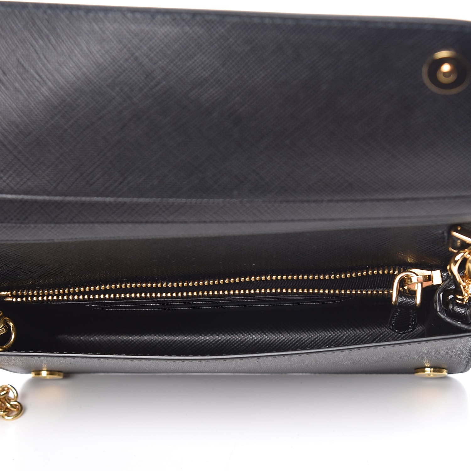 Prada Saffiano Metal Phone Wristlet Crossbody Wallet Black 7 of 9