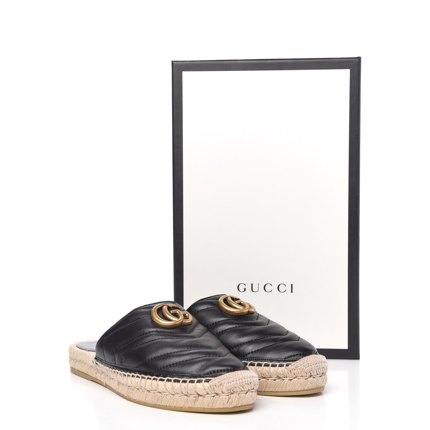 Gucci Nappa Matelasse GG Marmont Espadrille Slippers 37 Black 10 of 10