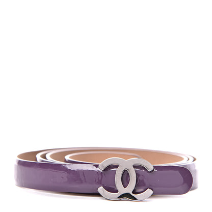 Chanel Patent CC Logo Skinny Belt 90 36 Purple 1 of 9