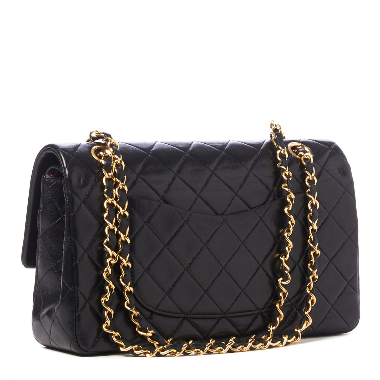 Lambskin Quilted Medium Double Flap Black