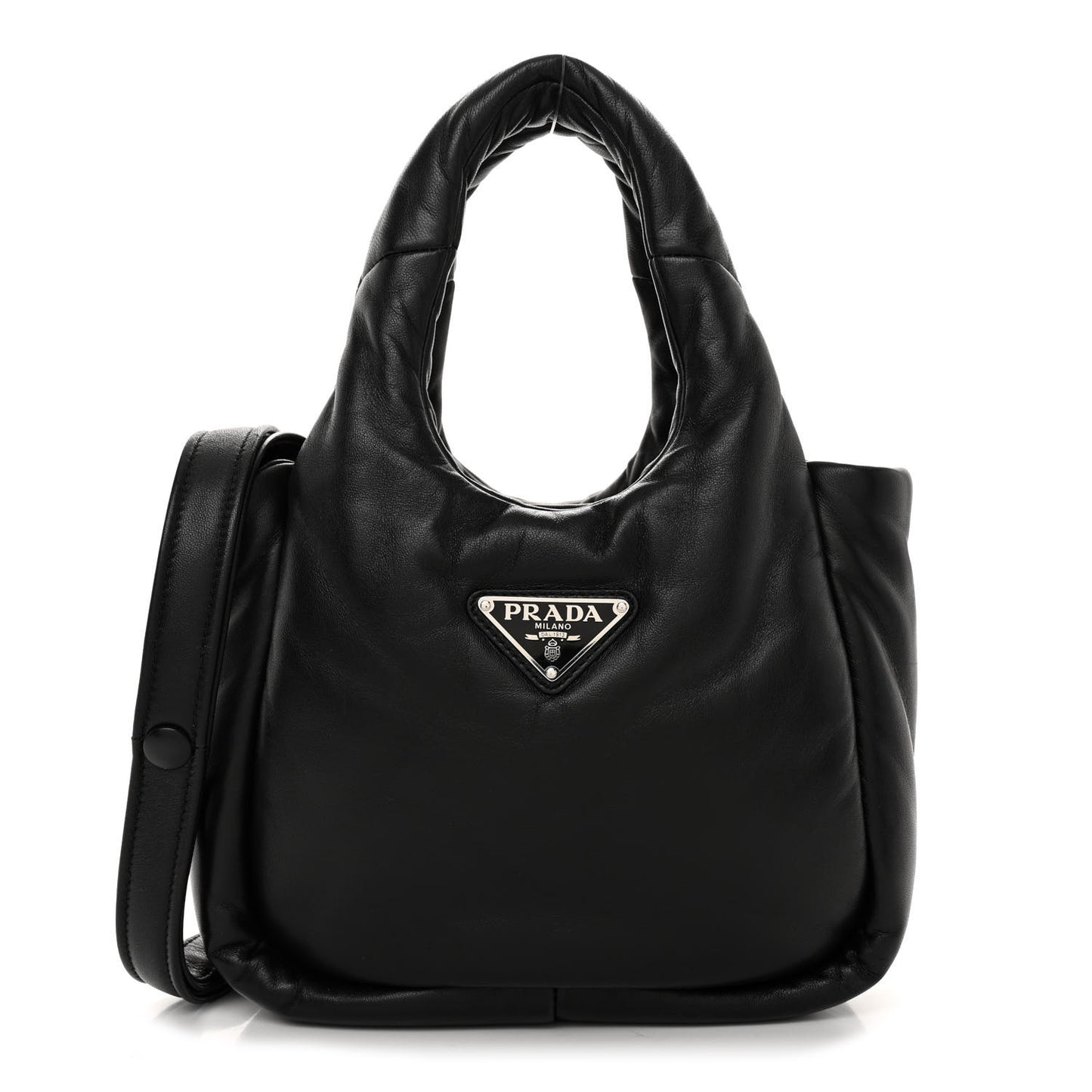 Nappa Soft Padded Small Double Handled Shoulder Bag Black