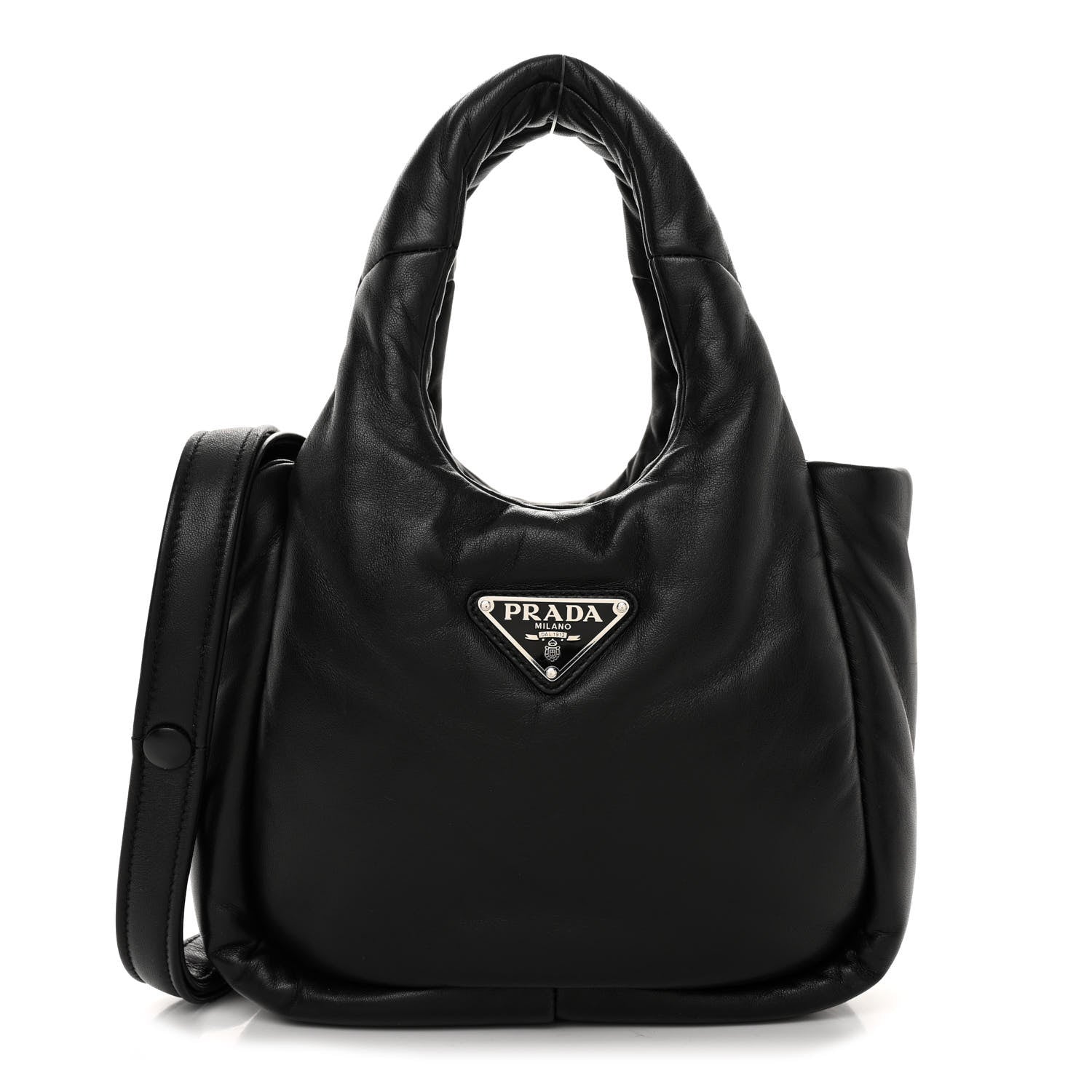 Prada Nappa Soft Padded Small Double Handled Shoulder Bag Black 1 of 9