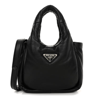 Prada Nappa Soft Padded Small Double Handled Shoulder Bag Black 1 of 9