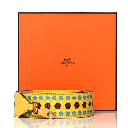 Hermes Epsom 40mm Hexagone Tressage Shoulder Strap Rouge H Jaune de Naples Gold 6 of 6