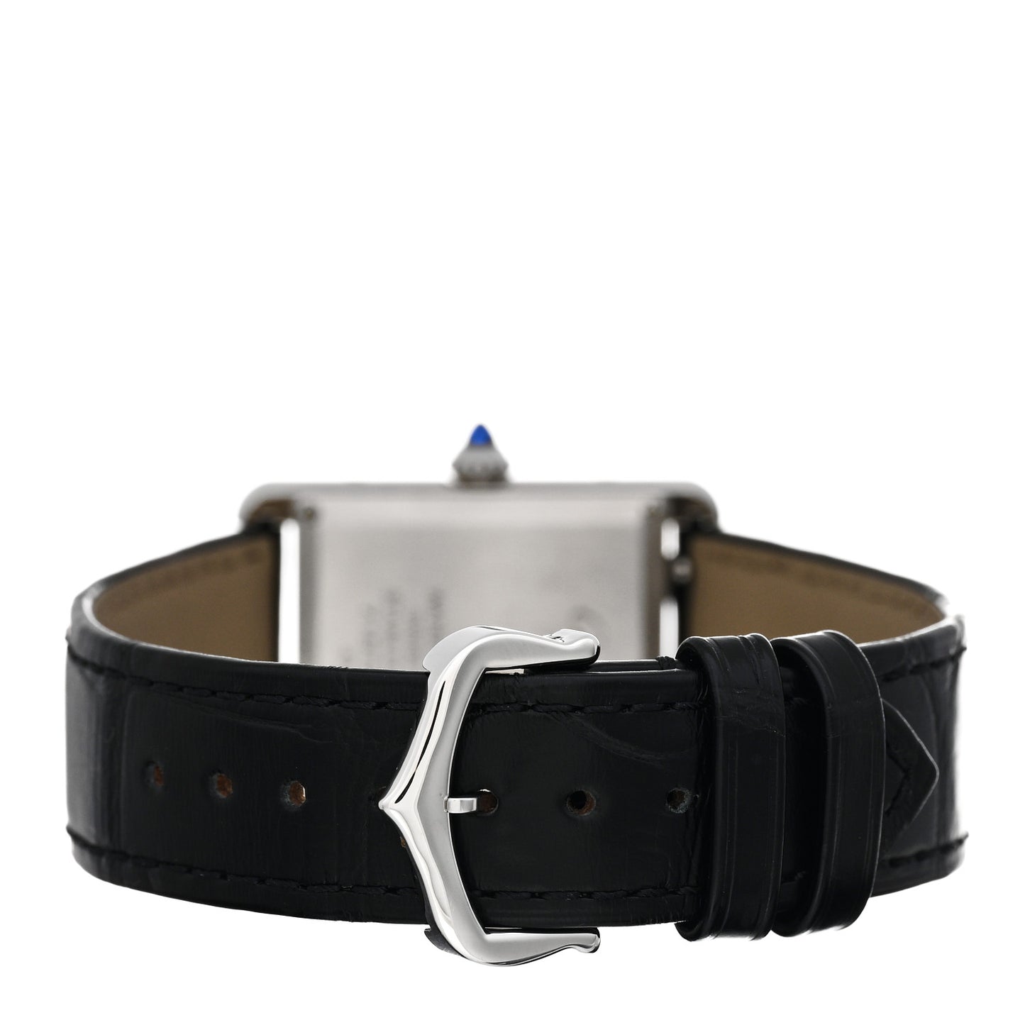 Stainless Steel Alligator 25mm Must de Cartier Tank Quartz Watch Black