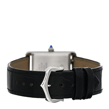Cartier Stainless Steel Alligator 25mm Must de Cartier Tank Quartz Watch Black 3 of 5