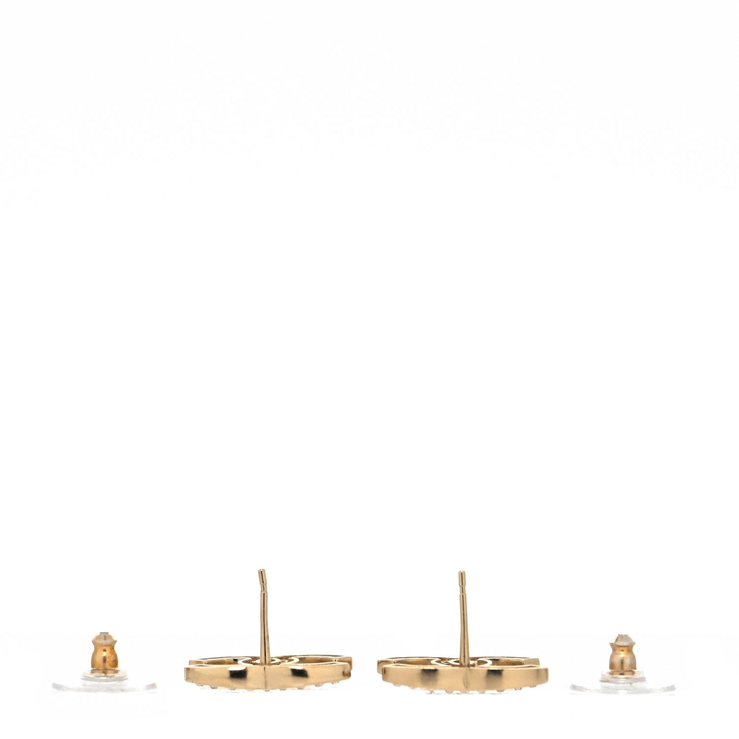 Crystal Large CC Earrings Gold