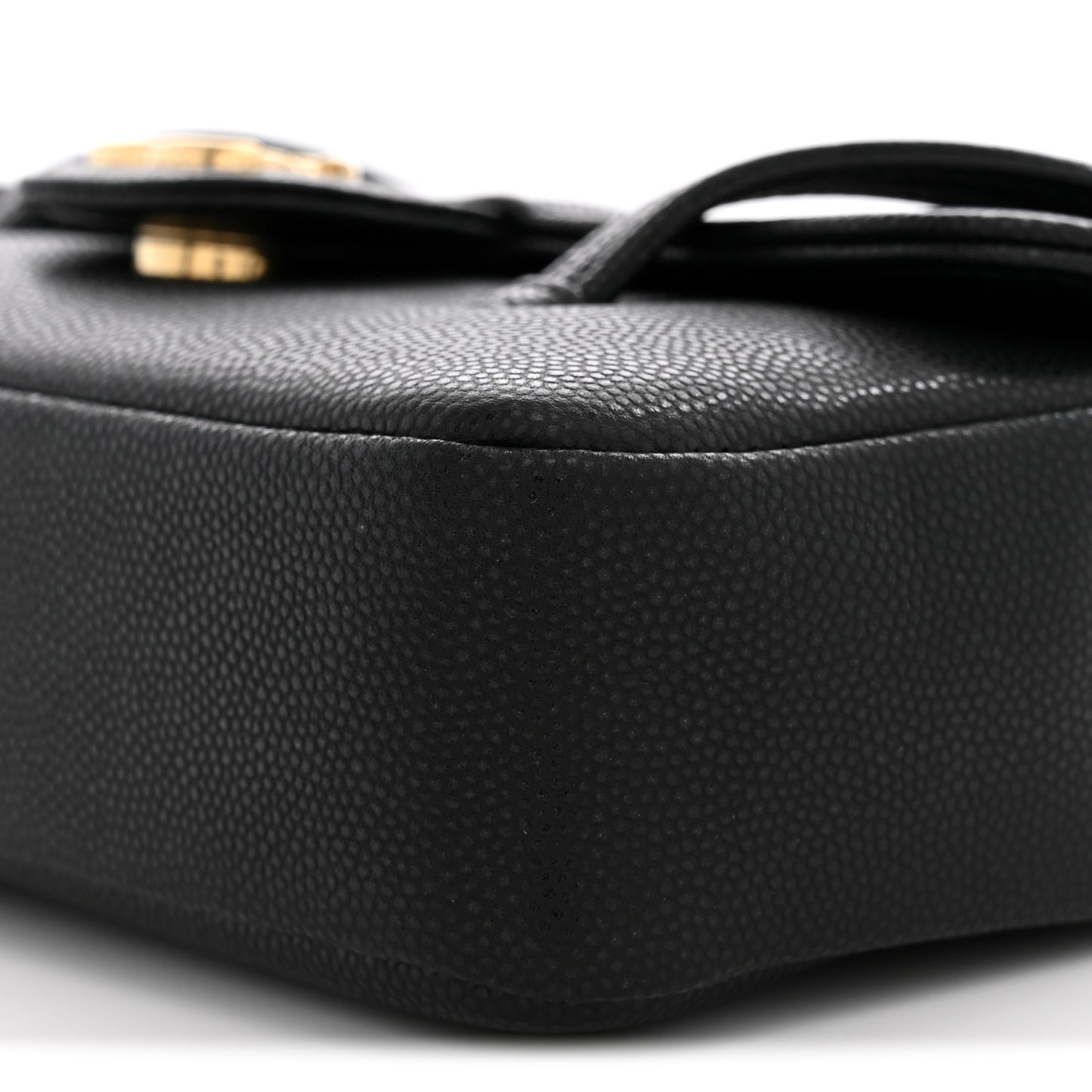 Shiny Caviar Mini Preppy Coco Shoulder Bag Black
