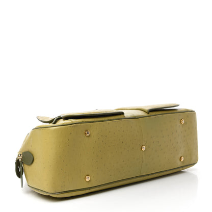 Christian Dior Ostrich Saddle Bowler Green 4 of 13