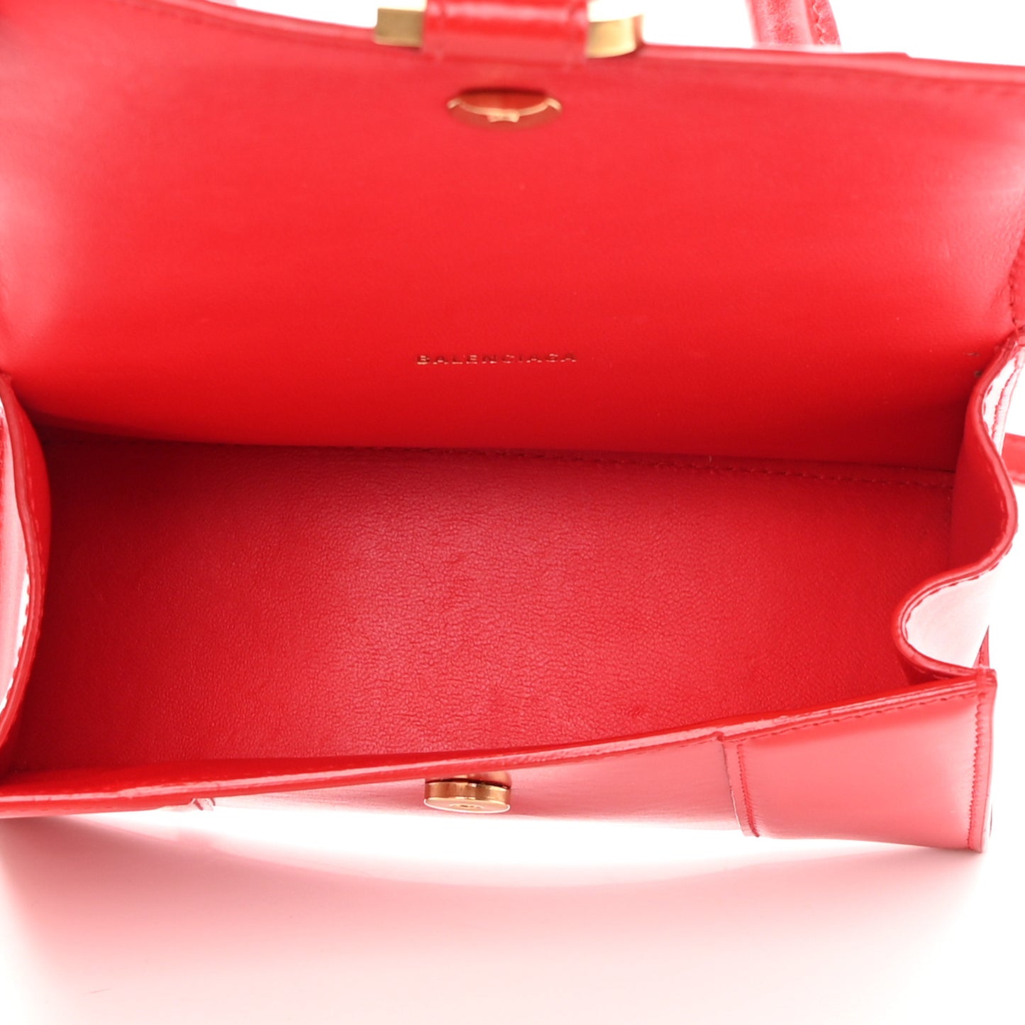 Shiny Box Calfskin Hourglass Top Handle Bag XS Bright Red