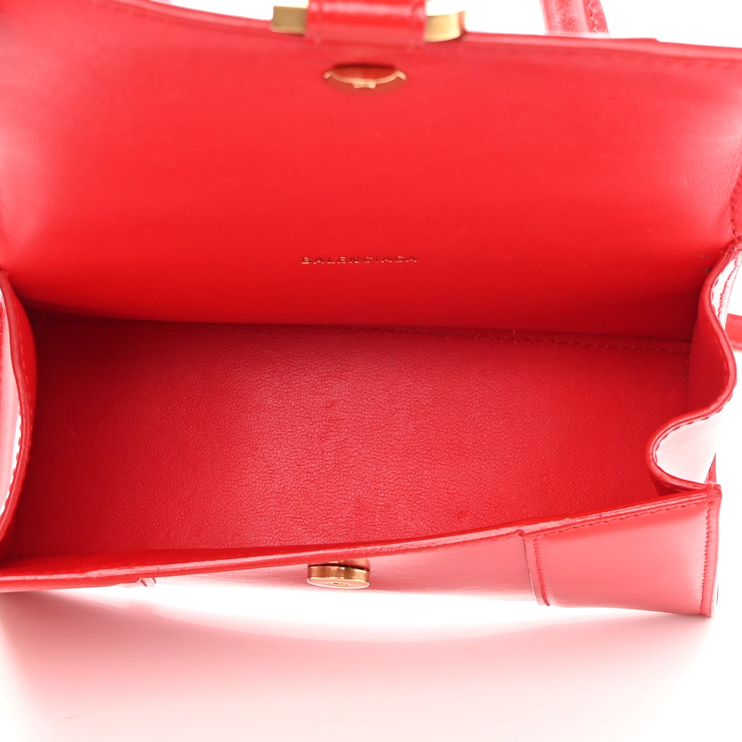 Balenciaga Shiny Box Calfskin Hourglass Top Handle Bag XS Bright Red 5 of 17
