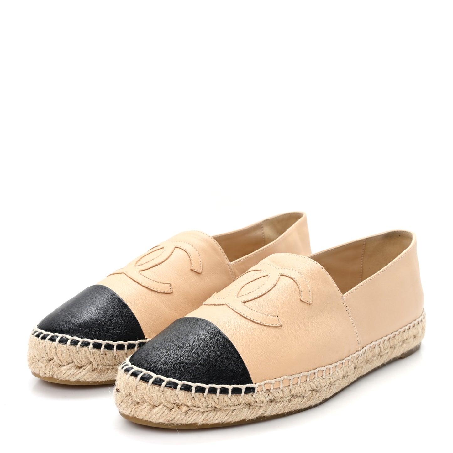 Lambskin CC Espadrilles 39 Beige Black