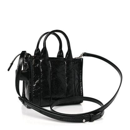 Marc Jacobs Shiny Crinkled Calfskin Mini The Tote Bag Black 2 of 8