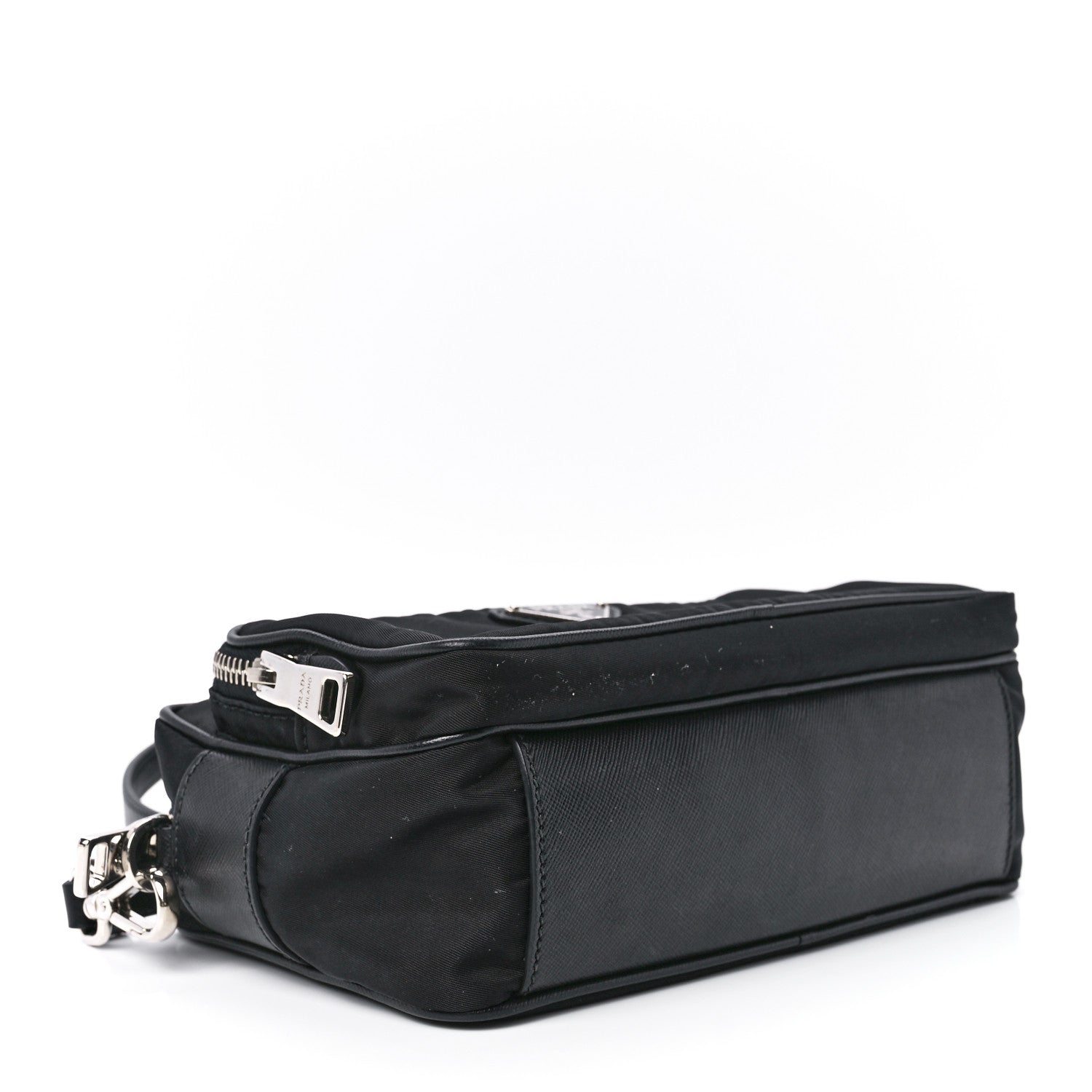 Prada Nylon Saffiano Vela Double Zip Crossbody Bag Black 4 of 12