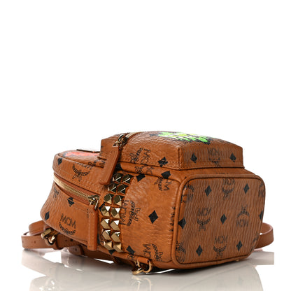 MCM Visetos Side Stud Graffiti X-Mini Stark Backpack Cognac 3 of 10
