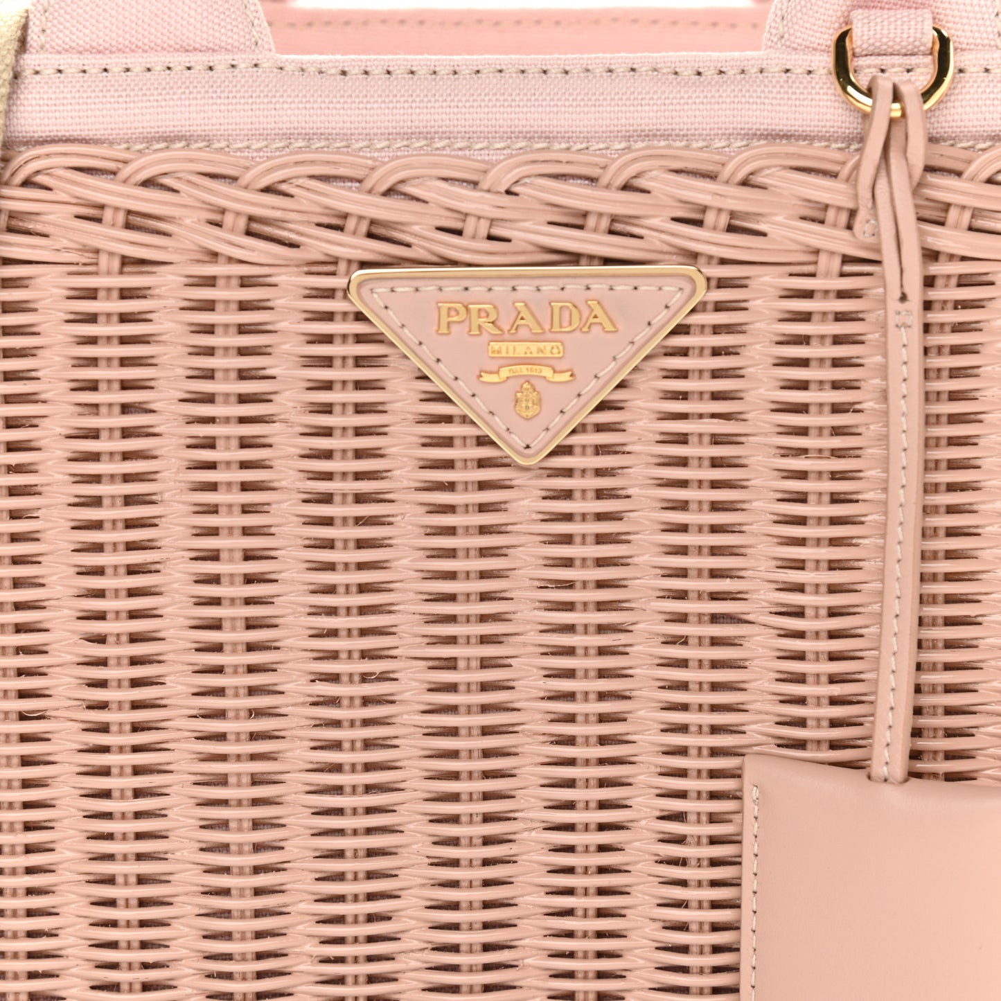 Wicker Canvas Shoulder Bag Pink
